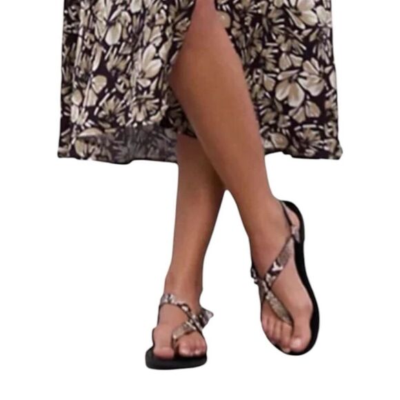 The Kooples Snakeskin Black and Beige Strappy Sandals Size 7 or 38 - Picture 1 of 5